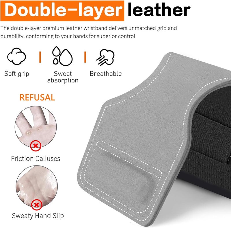 Bbtops Weight Lifting Wrist Strap, Double-Layer Leather Wrist Straps for Gym Strength Training Weightlifting,Deadlift and Powerlifting, Enhance Grip Strength Neoprene Padding Gym Workout Lifting Straps for Men & Women (Pair) - Image 5